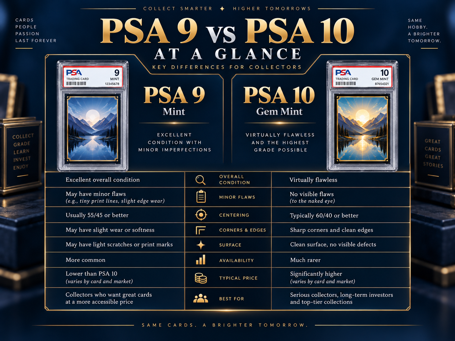PSA 9 Mint vs PSA 10 Gem Mint card grading comparison