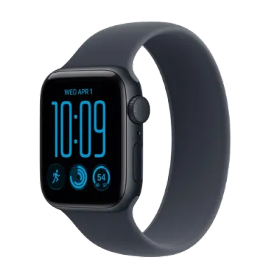 Apple Watch SE 3 GPS, 40mm Midnight Aluminum Case with Navy Blue Solo Loop - Size 7