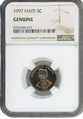 1997 Haiti 5 Centimes 5C NGC Genuine Certified World Coin Cert 475
